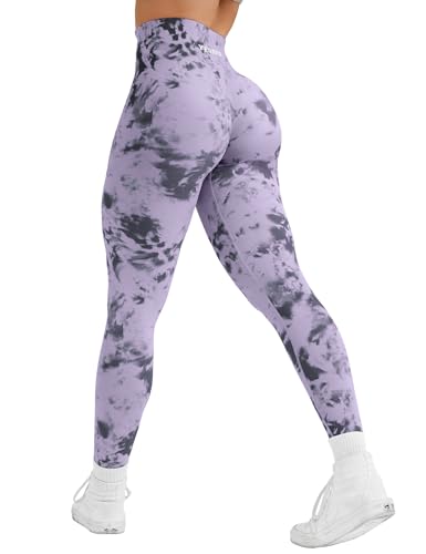 YEOREO Workout Leggings for Women Jada Leggings Scrunch Butt Lifting Leggings Seamless Screen Print Gym Yoga Pants - Large - #3 Purple