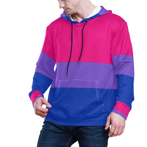 Bisexual Pride Color Style Hoodie Pullover Adult Long Sleeves Casual Thin Clothing - Multi Bisexual Striped-thin X-Large