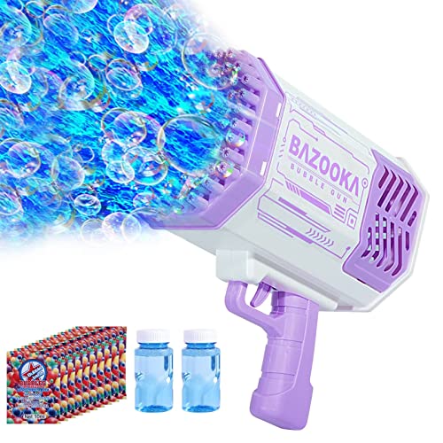 Bubble Machine Gun, 69 Holes Bubbles Gun Kids Toys for Boys Girls Age 3 4 5 6 7 8 9 10 11 12 Year Old, Summer Outdoor Toy Birthday Wedding Party Favors Gifts - Purple