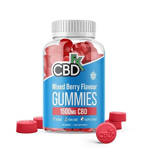CBDfx 1500mg CBD Gummies, High Strength Vegan Mixed Berry Gummies, 25mg CBD per Gummy 60x Bottle (30 Days)-Gluten Free, Non-GMO, All Natural & No THC - 60 count (Pack of 1)