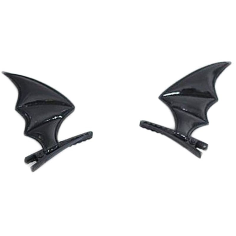Bat Shaped Hair Clips - Plastic - Black