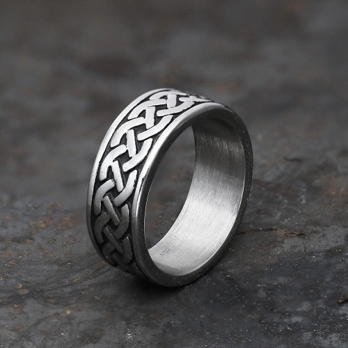Retro Classic Pattern Stainless Steel Ring - Stainless Steel / 7.5