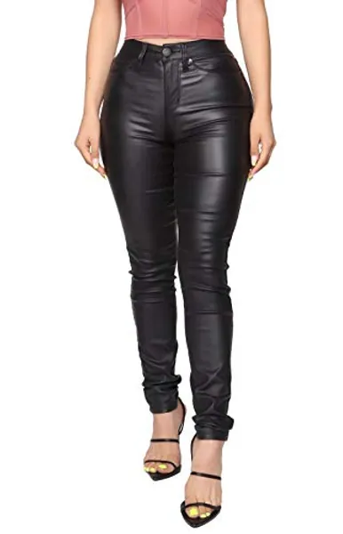 WAYRUNZ Womens High Waisted Stretch Faux Leather Pants PU Coated Legging Juniors