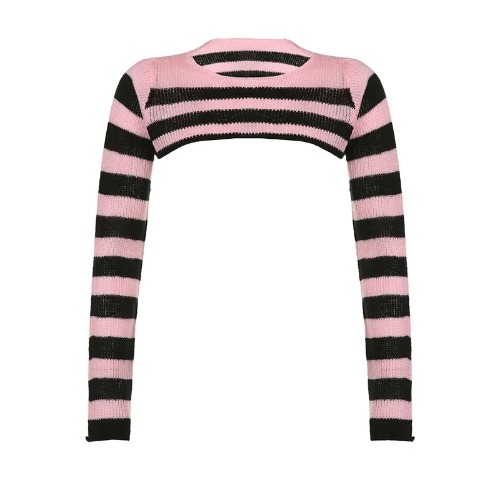 'Name' Pink And Black Kawaii Pullover Knitted Top - Pink / M