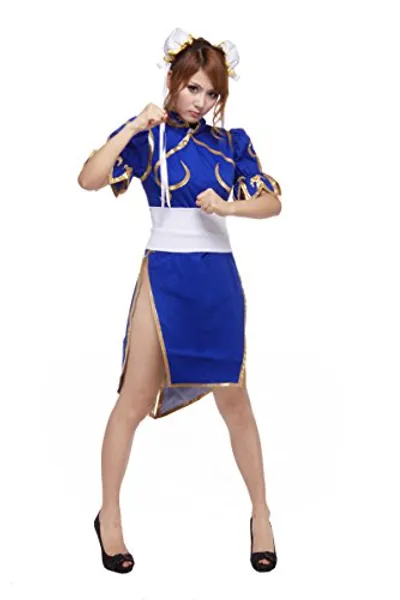 Ourcosplay Women's Superior Street Fighter Chun Li Cosplay Costume 3Pcs Set