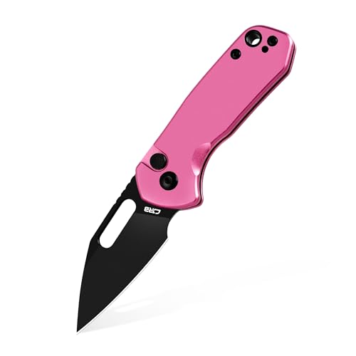 CJRB CUTLERY Mini Pyrite(J1933) Folding Pocket Knife,2.17" AR-RPM9 Black PVD Steel Blade and Pink Handle Small EDC Knife with Pocket Clip for Work Outdoor Hiking Camping - Black PVD AR-RPM9 Steel Blade/Pink Aluminum Handle