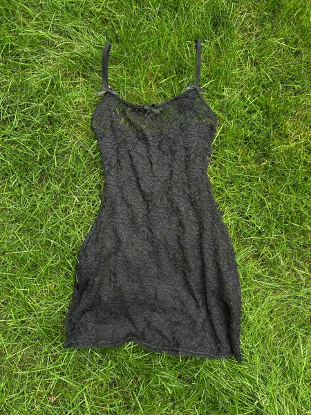 handmade black lace mini slip dress