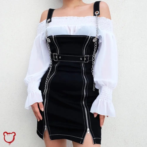 Motionless Black Grunge Attire - Black dress / S