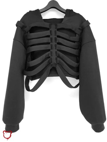 Gothic Cut Out Hoodie - Black / S