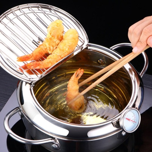 Japanese Cooking Frying Pot with a Thermometer