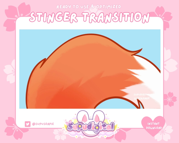 Twitch Stinger for Streaming - Fox Orange Tail - Animated Stream Transition | Kick, OBS, Stream Assets, cat, fox, YouTube