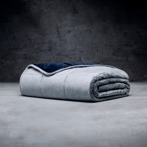 Weighted Blanket - One-Piece / Minky | Navy + Grey / 18 lbs | 60"x80"