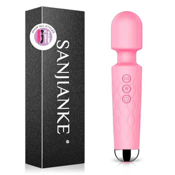 Vibrator Wand, Female Adult Sex Toys, Vibrators for Her, Wand Massager, Clit Stimulator Sex Toy, Dildo, with 8 Speeds of Pleasure & 20 Patterns,Waterproof,Vibrating Wand for her Pleasure (Pink)