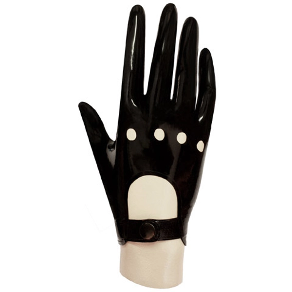 Latex Driving Gloves w/ knuckle holes in black