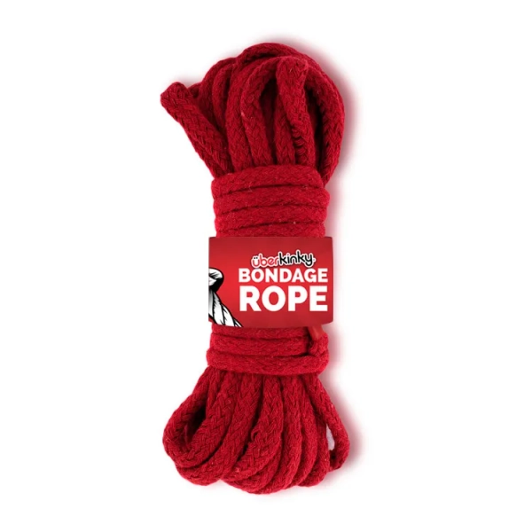 UberKinky Braided Cotton Bondage Rope Red 32ft 10m