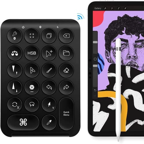 T TENDTOP Zeichen Tastatur für Procreate, Procreate Keyboard, Procreate Tastatur für Digitale Kunst, Wiederaufladbare Kabellose Shortcut Maltastatur für Skizzen Illustrations Designer (Black)