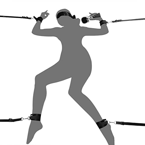 Sex Bondage BDSM Kit UTIMI Restraints Set Sex Toys with Hand Cuffs Ankle Cuff Bondage Collection & Blindfold & Tickler Included - Black - Queen Size