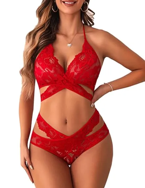 Donnalla Women Sexy Lingerie Set Two Piece Lace Bra and Panty Set bralette Sleepwear
