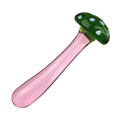 Glass Anal Plug Crystal Dildo Penis Butt Plug Crystal Anal Play Stimulator Vaginal Massager G-spot Mushroom Shape Base Adult Sex Toys (Pink) - Pink