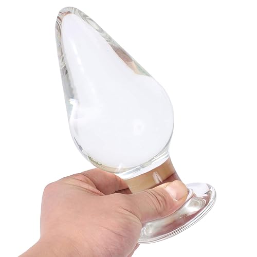 Epichao Huge Head Glass Butt Plug Crystal Anal Plug Bum Plug Bomb Plug Anal Trainer Anal Expander Training Sex Toy (L) - L