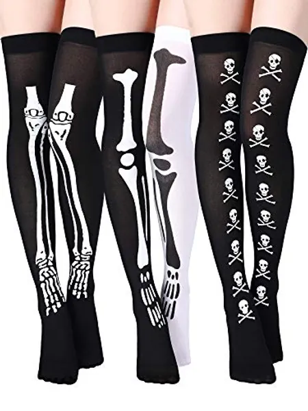 Boao Halloween Socks high Socks Thigh High Long Stockings over Knee Spider Socks Cosplay Halloween Costume Decoration