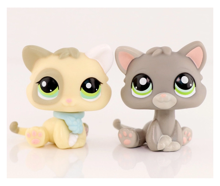 2pcs Pet Shop LPS Sitting Kitten Baby Cat Who Love LPS Kids Girl Boy Gift Figure