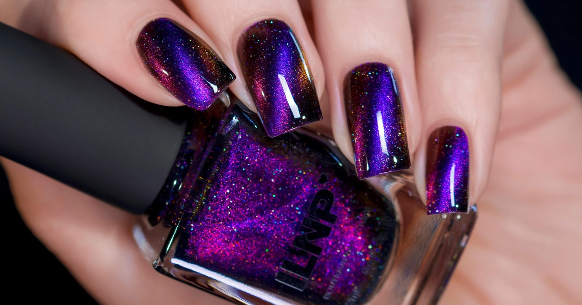ILNP High Roller - Black-Based Purple Magnetic Holographic Nail Polish
