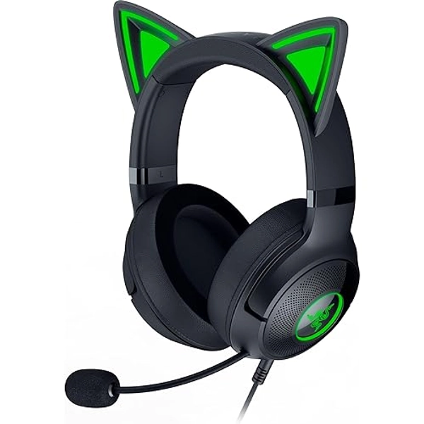 Razer Kraken Kitty V2 - Casque Filaire RGB avec Oreilles de Chat (Eclairage Réactif Stream, Micro Cardioïde HyperClear, Transducteurs Triforce 40mm, Son Surround 7.1) Noir