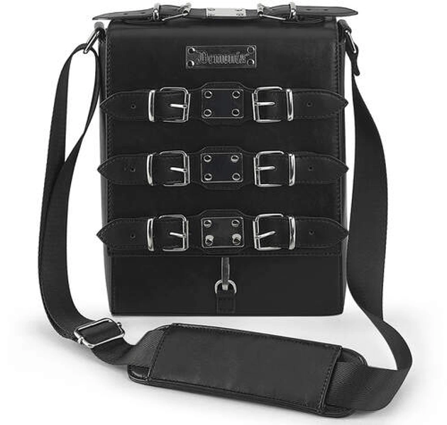 Strapped Shoulder Bag with Metal Plates