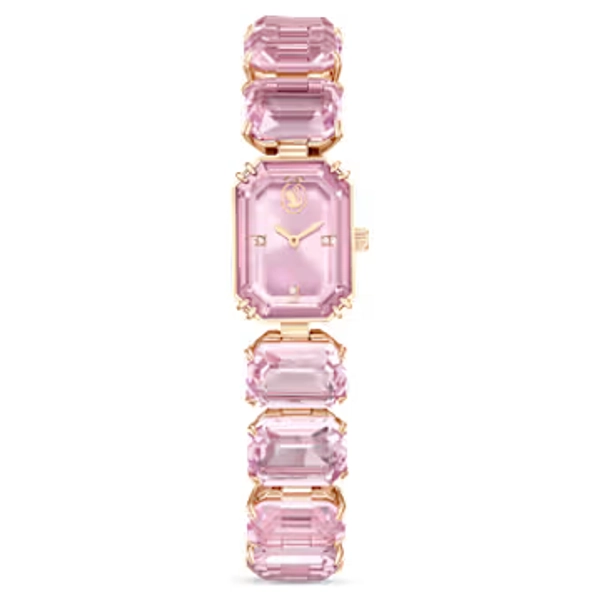 Watch, Octagon cut bracelet, Pink, Rose gold-tone finish