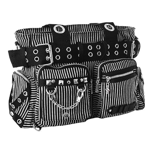Striped Gothic Handcuffs Shoulder Handbag Hand Bag Goth Punk Emo
