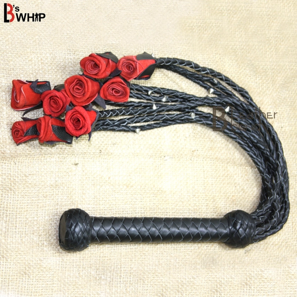 Heavy Roses & Steel Studs Cat-o-nine Tails Flogger