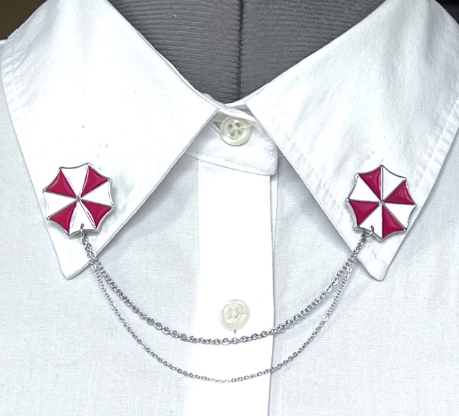 Biohazard Collar Chain – Alice Umbrella Corporation Collar Pin – Lapel Pin – Collar Clasps – Biohazard Brooch Pin – 899-13