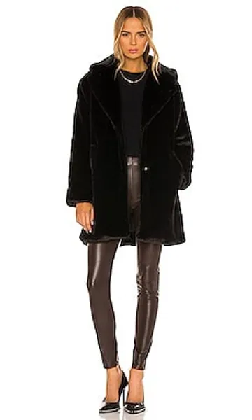 LAMARQUE Linnea Faux Fur Coat in Black from Revolve.com