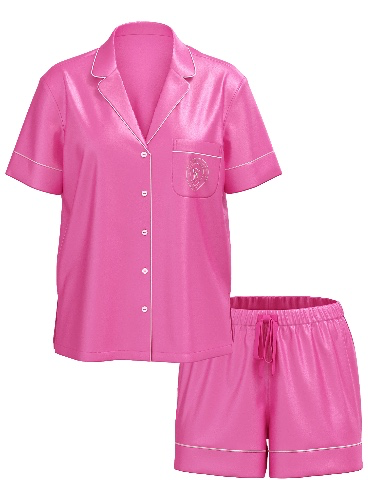 Glazed Satin Short Pajama Set, New Peony