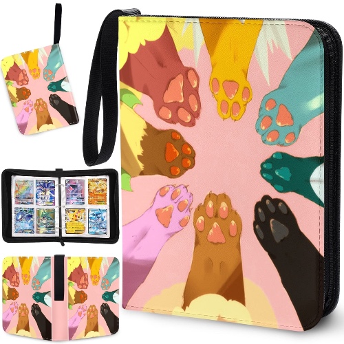 Trading Card Binder for TCG Cards, 4-Pocket Card Book Holder, 400 Pockets Portable Sport Trading Cards Collector, Girls Binder Album Carrying Case with 50 Sleeves, Holiday Gifts for Kids