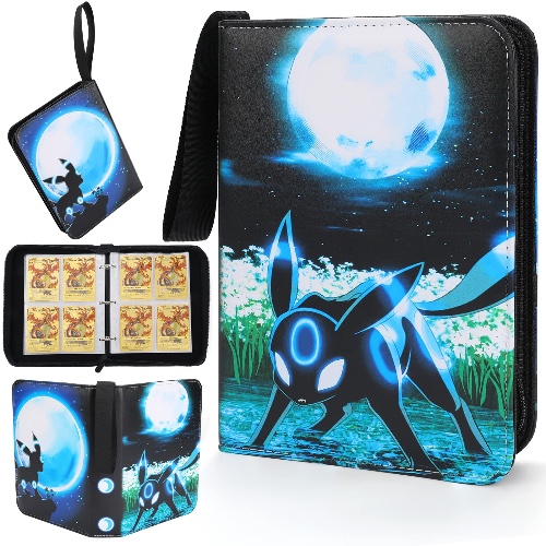 Trading Card Binder with Sleeves, 4-Pocketmon Card Book Holder for TCG Game Cards, Fits 400 Cards Collector Album