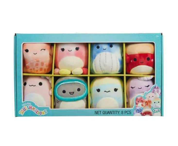 Squishmallows Sea Animals 13 cm (5 inch) Official Kellytoy Collectors Box Set of 8 Plush Stuffed Animal Super Soft Cuddle Pillow