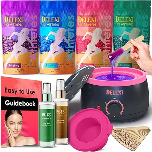 All-in-one Waxing Kit for Women +5 Pack Salon Quality Wax for Full Body Hair Removal - Ideal for Bikini (Extra Large, Vanilla)