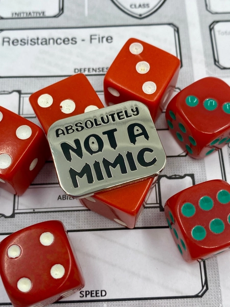 Absolutely Not A Mimic Silver Hard Enamel Pin