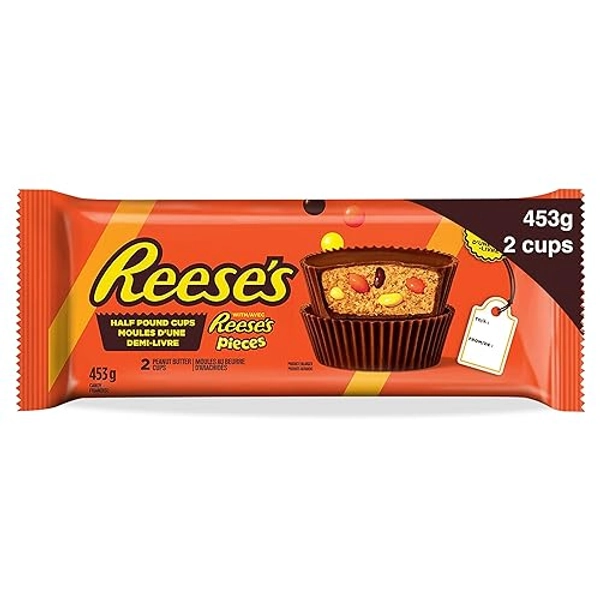 Reese's Half Pound Cups Stuffed with Reese's Pieces, 453g (Two Cups) – Delicious Easter Treat for Gifting & Sharing