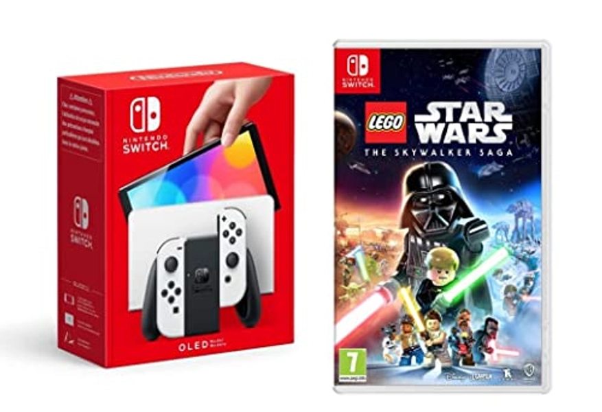 Nintendo Switch (OLED Model) - White + LEGO Star Wars: The Skywalker Saga Classic Character Edition (Amazon.co.uk Exclusive) (Nintendo Switch)
