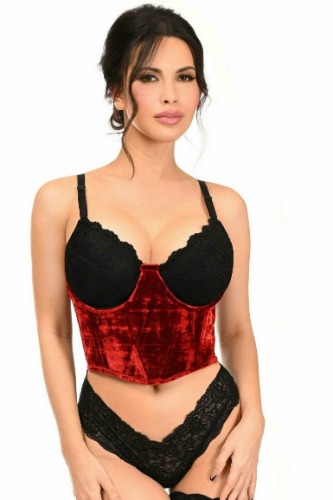 Lavish Red Velvet Underwire Waist Cincher Corset - Small / As Shown