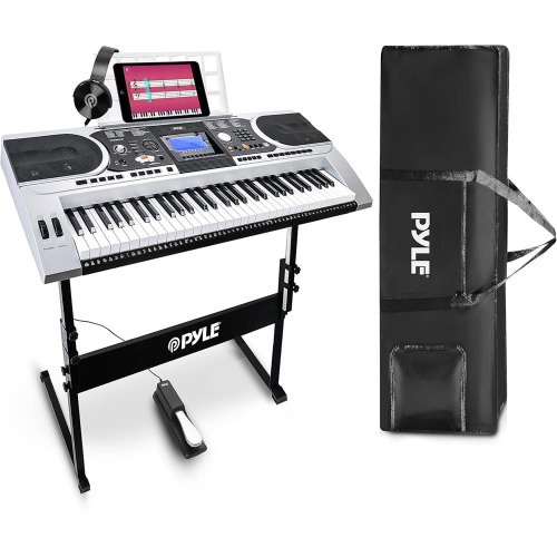 Digital Musical Karaoke Keyboard Piano - Portable Electronic Piano Keyboard Includes Water-Resistant Case Bag, Keyboard Stand, Sustain Pedal & Headset (61 Keys)