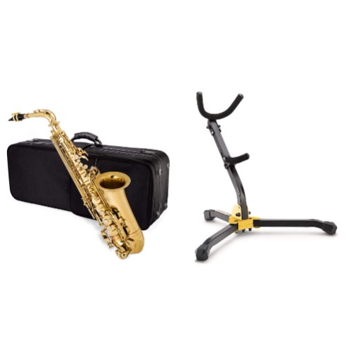 Jean Paul USA Alto Saxophone (AS-400GP) & Hercules Alto Saxophone Stand (DS530BB),Black - Gold - Saxophone only + Stand