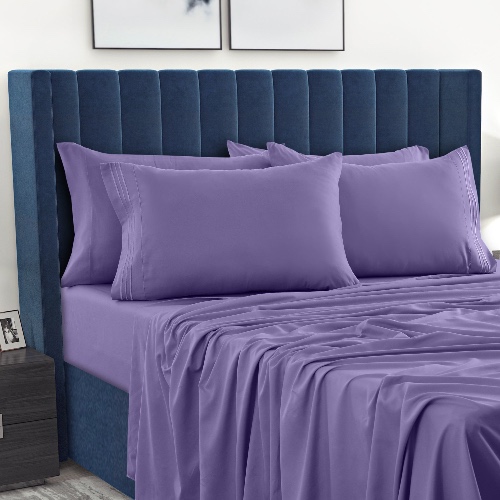 6-Piece 1800 Series Deep Pocket Bed Sheets Set - Queen / Lavender