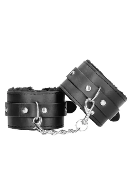 Plush Bonded Leather Hand Cuffs with Adjustable Straps