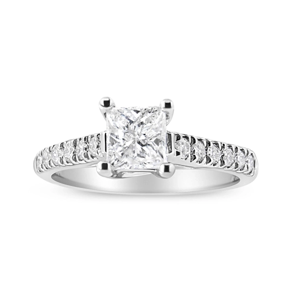 14K White Gold 1 1/5 Cttw 4-Prong Set Princess Diamond Classic Engagement Ring (I1-I2 Color, H-I Clarity) Ring