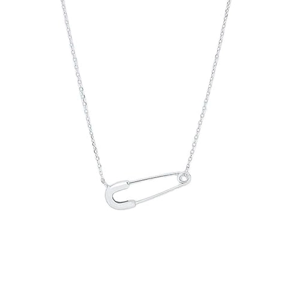 OIDIMS Safety Pin 925 Sterling Silver Choker Necklace for Women Girls Chain with Pendant Fine Finish Personalized Girls Support Symbol For Refugee Charms Teens Simple Meaningful Minimalist Jewelry