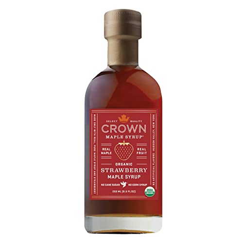 Crown Maple Amber Color, Rich Taste Organic Maple Syrup, 12.7 Fl OZ, Flavor Marinades, Cocktails, Pancakes, Squash & Bacon - Strawberry 8.5 Fl Oz
